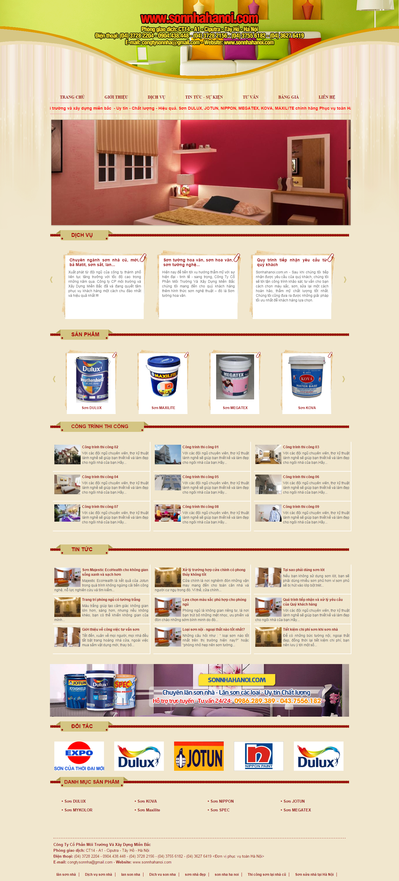 Thiết kế Web các loại sơn nội thất sonnhahanoi.com